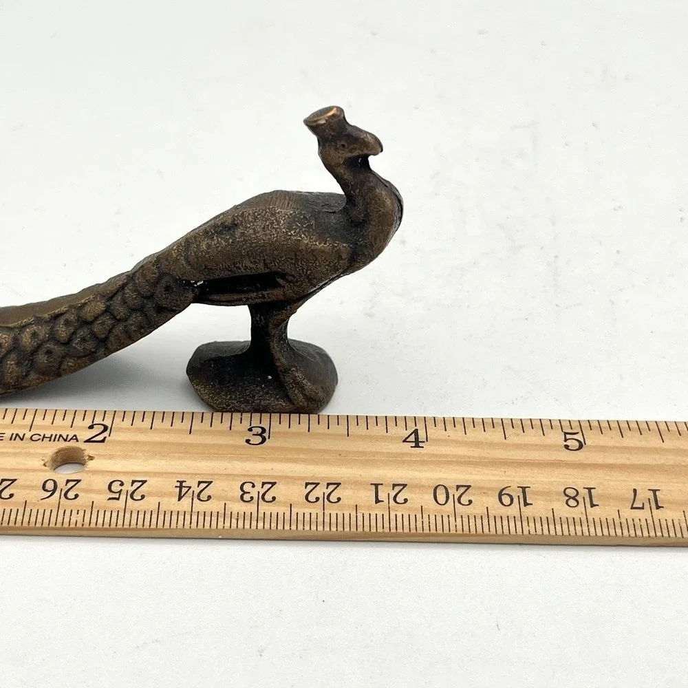 Brass Peacock Bird Figurine Decorative Collectible Home Decor Sculpture Ornament
